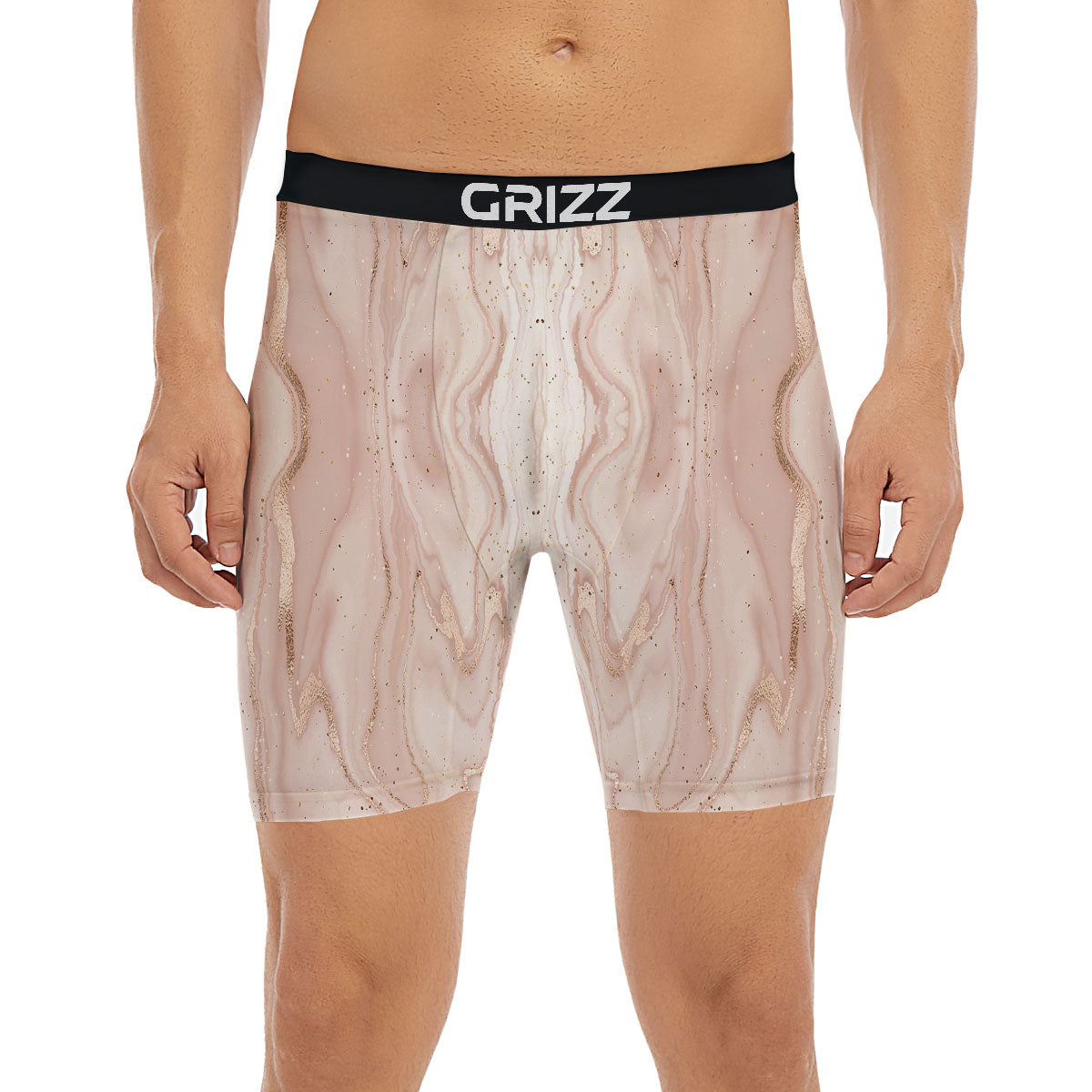 Pink Marble Print Pattern Boxer Briefs-grizzshop