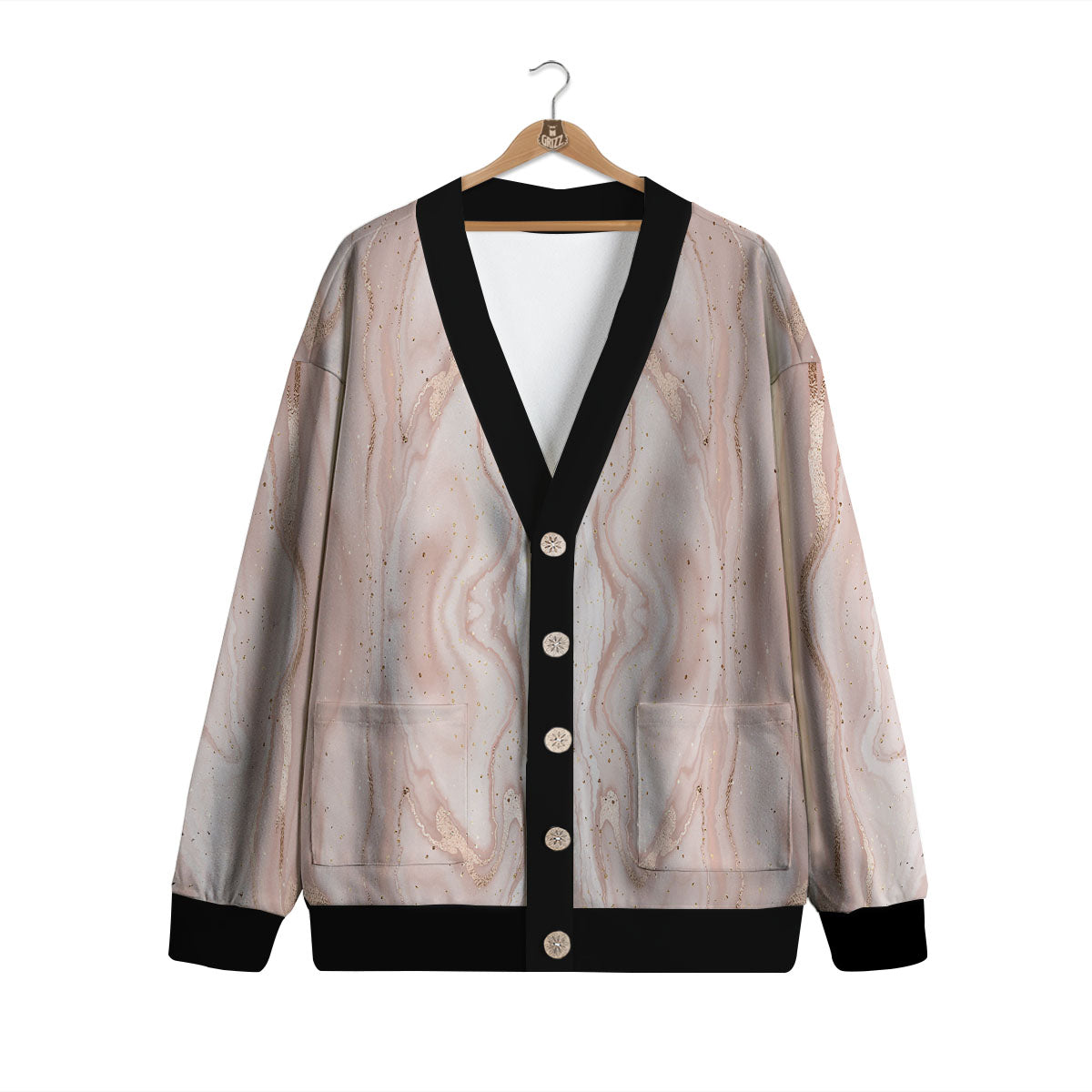 Pink Marble Print Pattern Cardigan-grizzshop