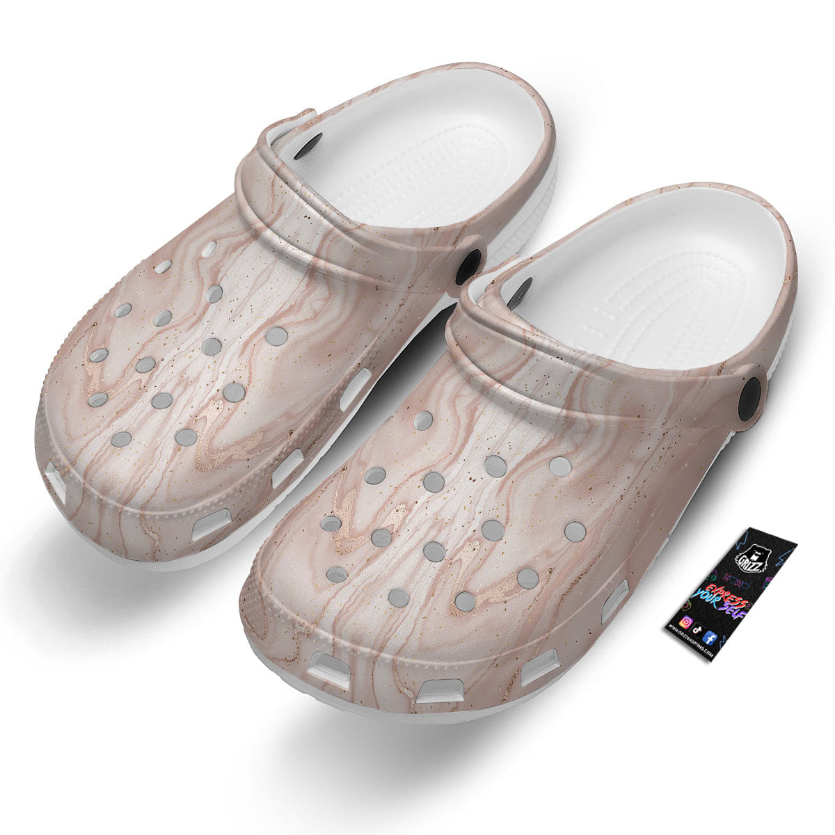 Pink Marble Print Pattern Clog-grizzshop
