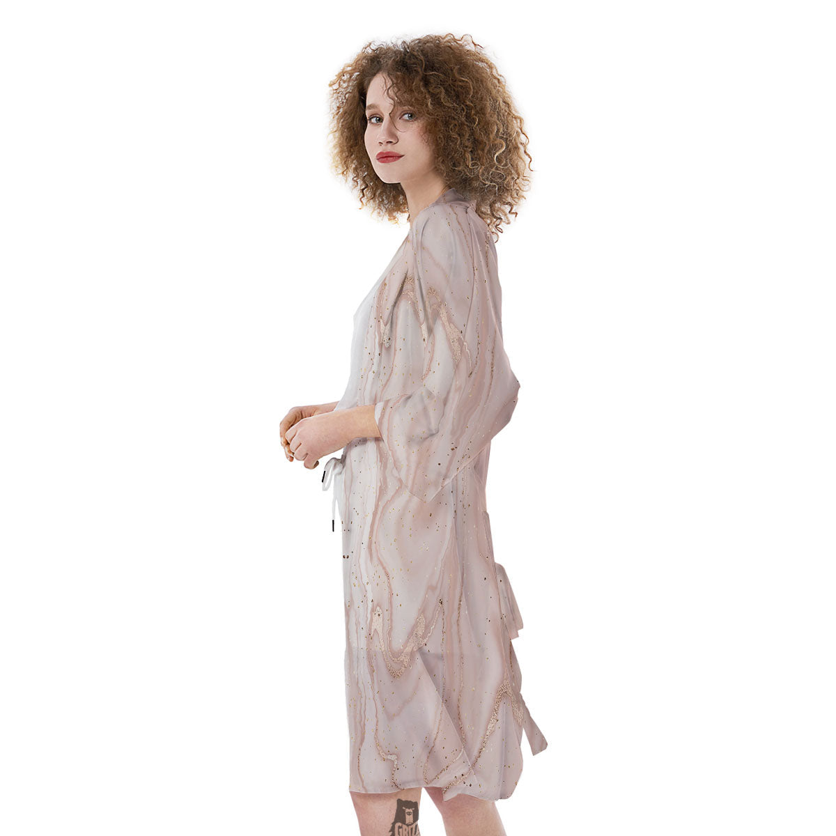 Pink Marble Print Pattern Kimono-grizzshop