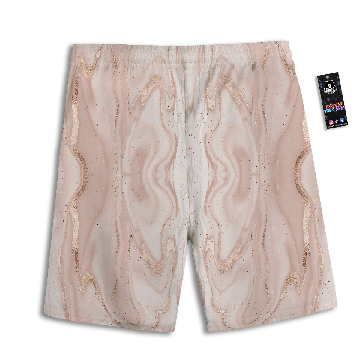 Pink Marble Print Pattern Men's Athletic Shorts