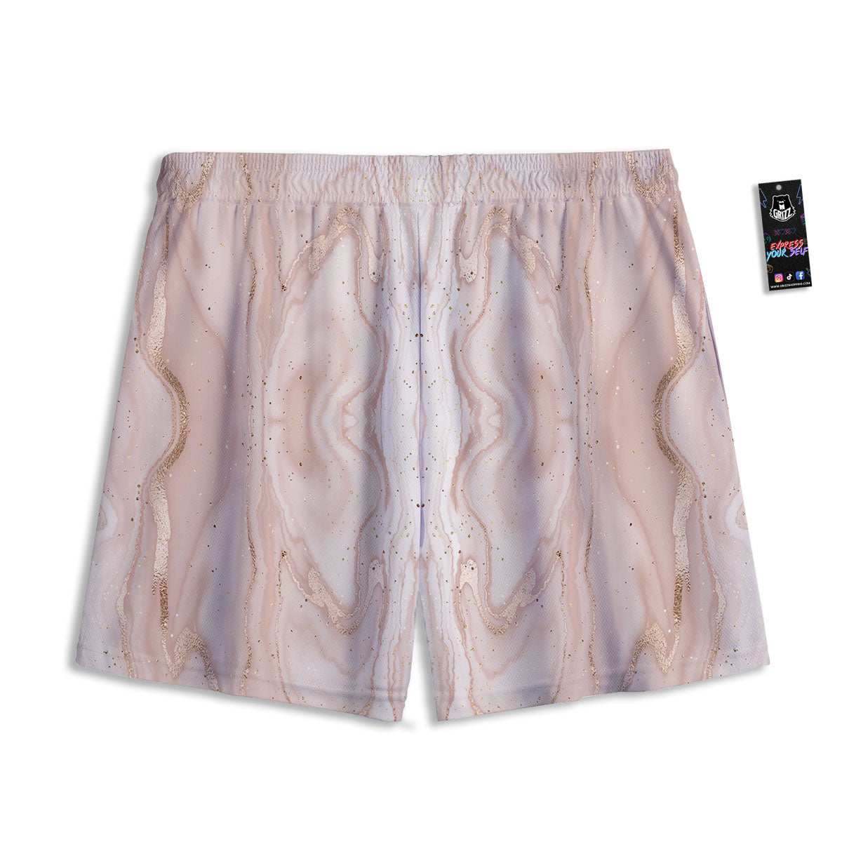 Pink Marble Print Pattern Mesh Shorts