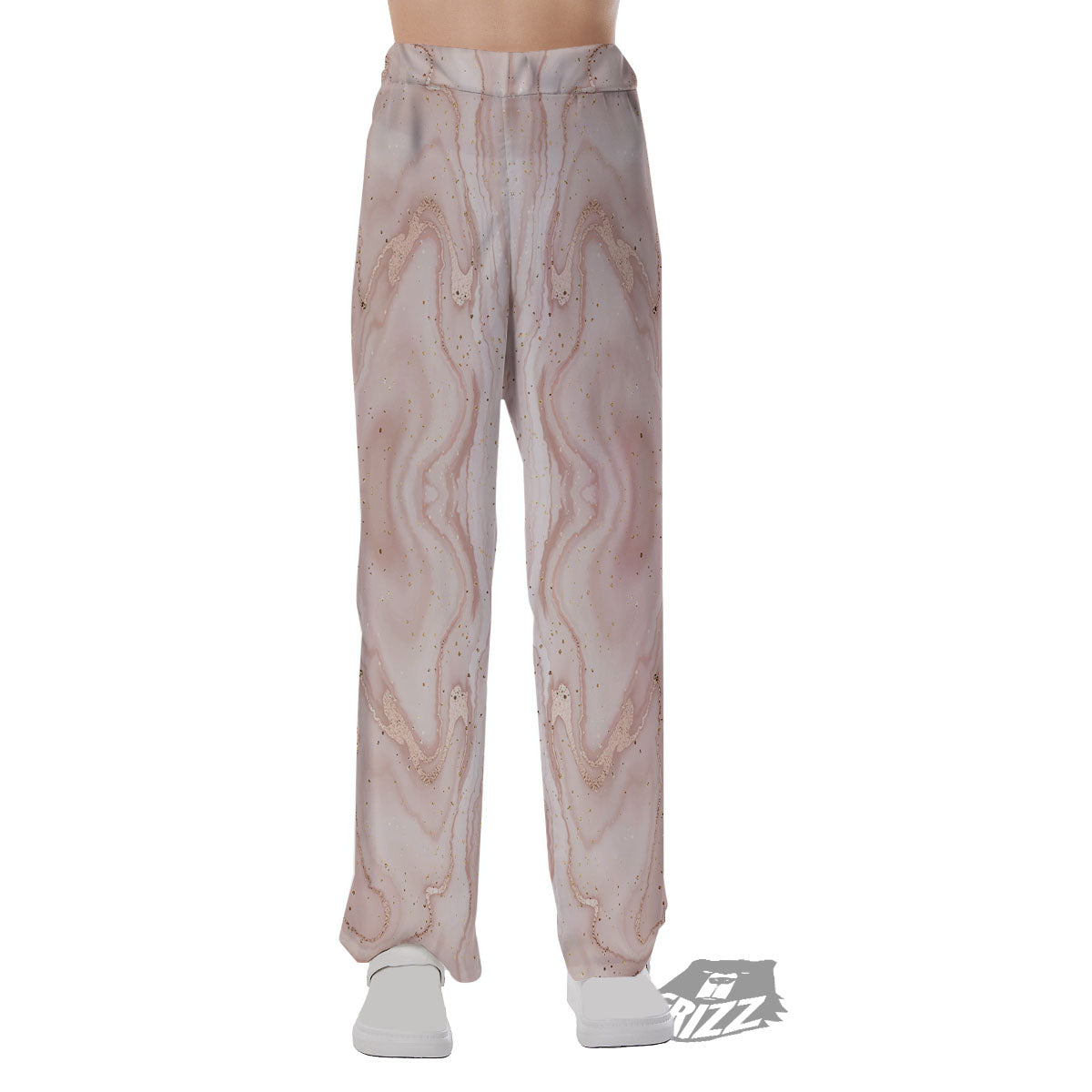 Pink Marble Print Pattern Pajama Pants-grizzshop