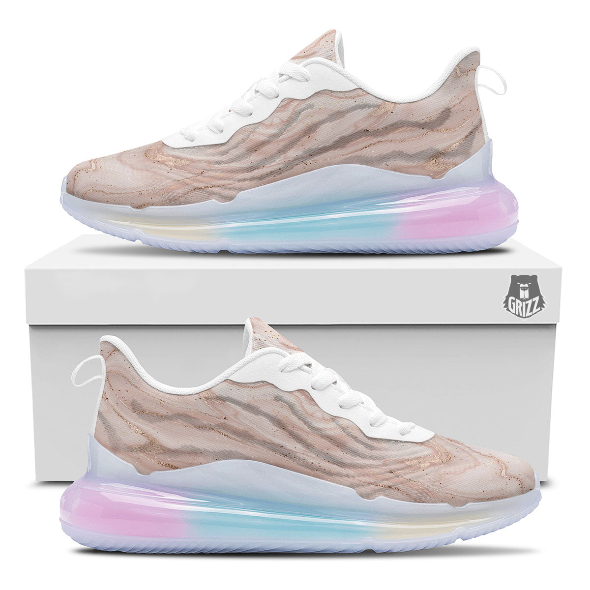 Pink Marble Print Pattern Running Sneakers-grizzshop