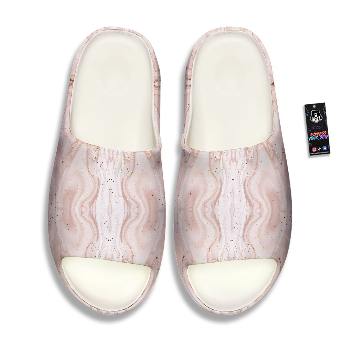 Pink Marble Print Pattern Sandals-grizzshop