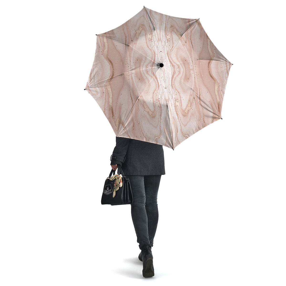 Pink Marble Print Pattern Umbrella-grizzshop