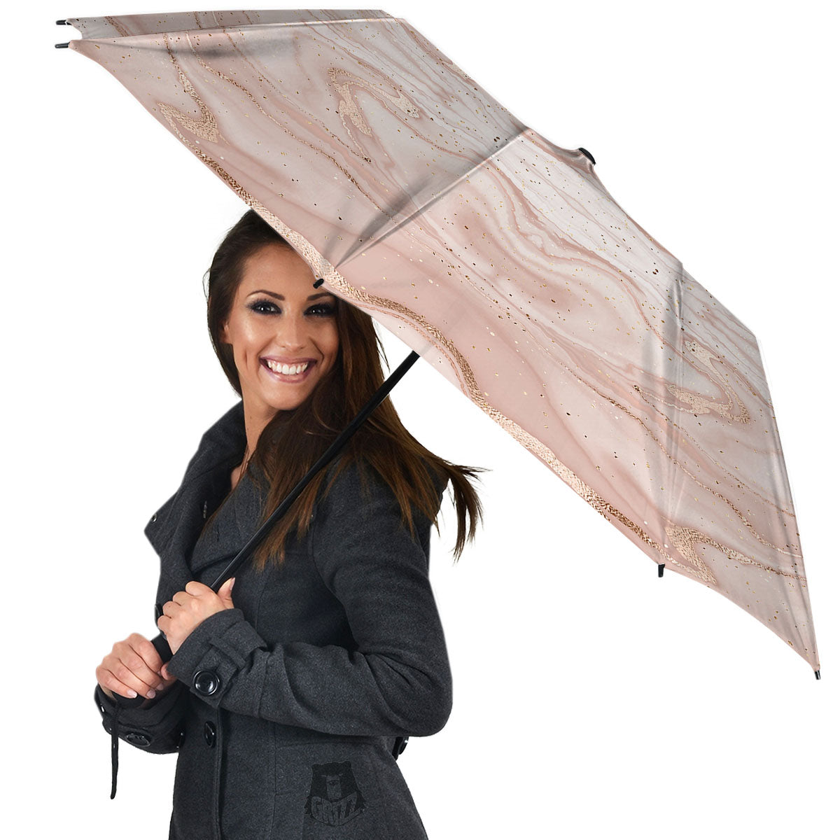 Pink Marble Print Pattern Umbrella-grizzshop