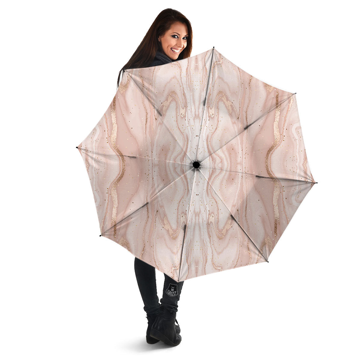 Pink Marble Print Pattern Umbrella-grizzshop