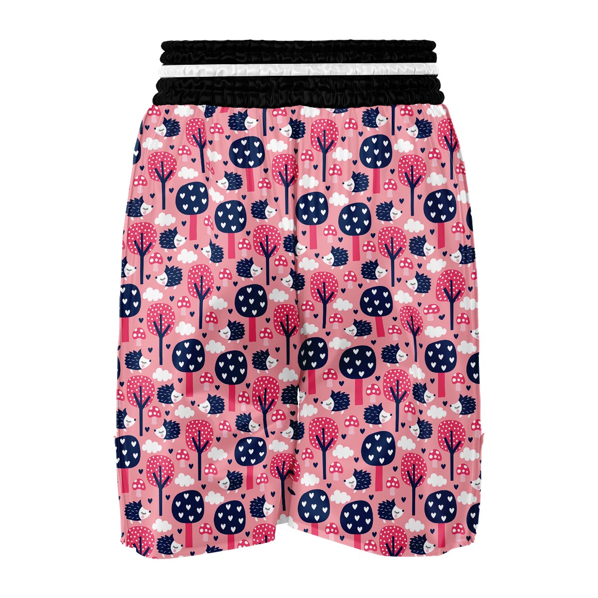 Pink Mushroom Three Hedgehogs Boxing Shorts-grizzshop