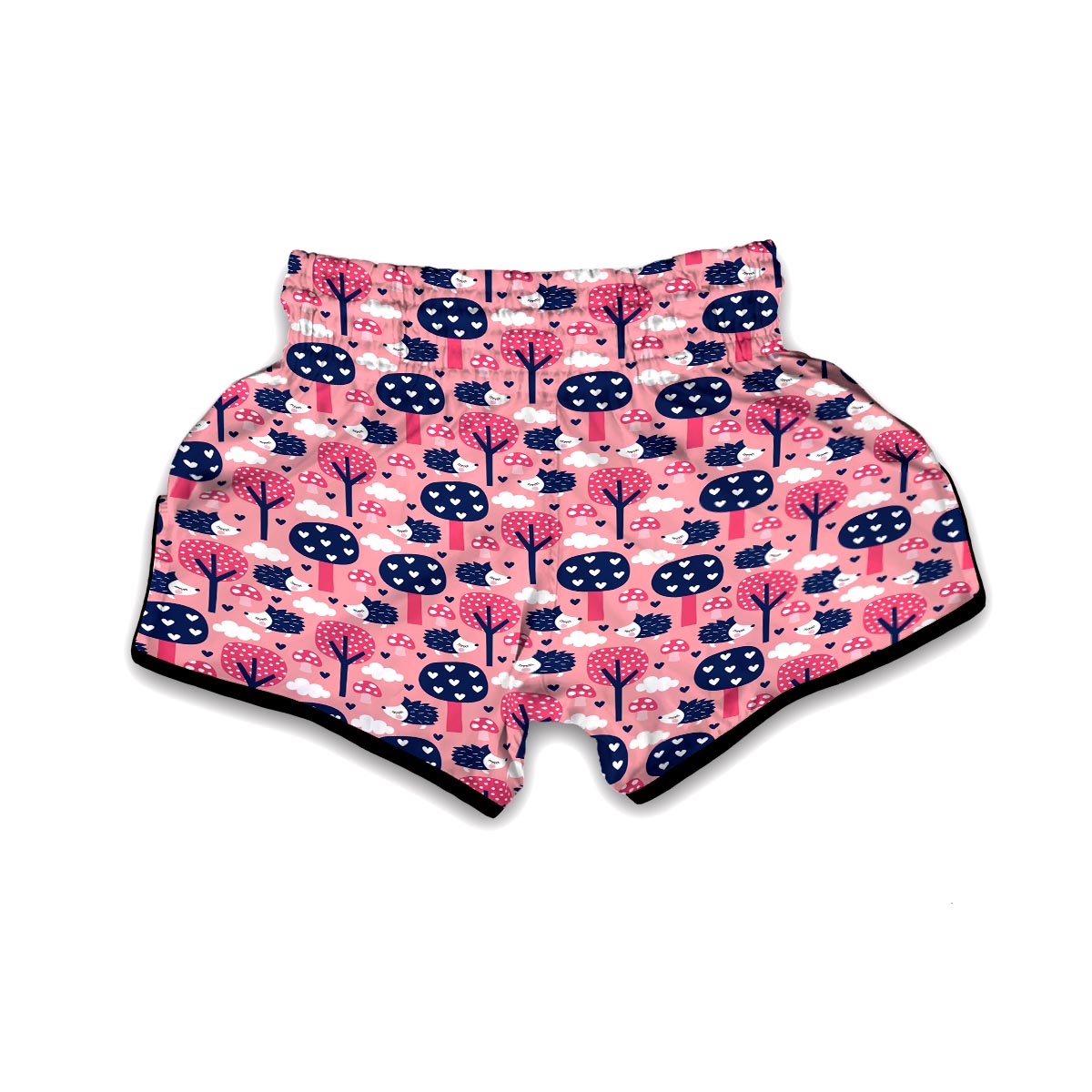 Pink Mushroom Three Hedgehogs Muay Thai Boxing Shorts-grizzshop