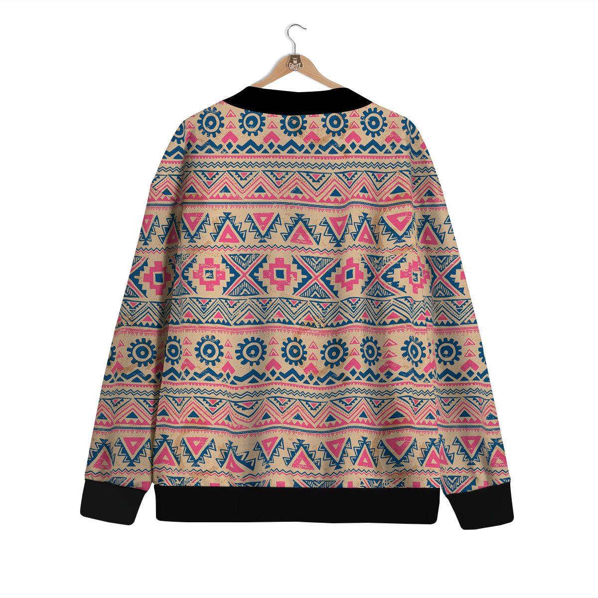 Pink Native Tribal Print Pattern Cardigan-grizzshop