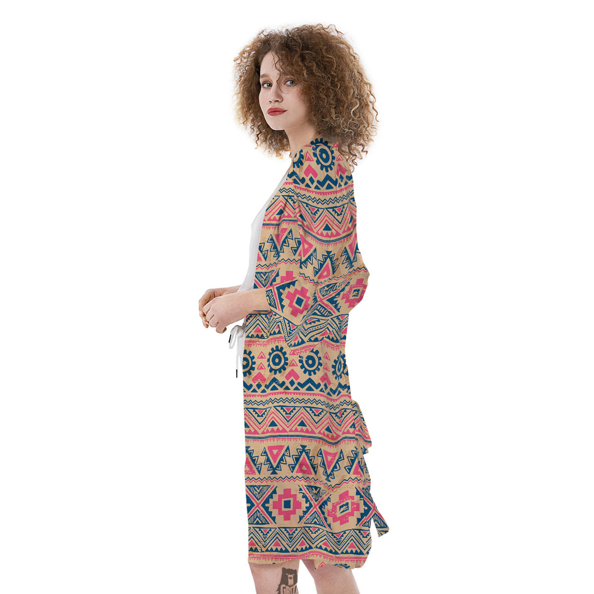 Pink Native Tribal Print Pattern Kimono-grizzshop