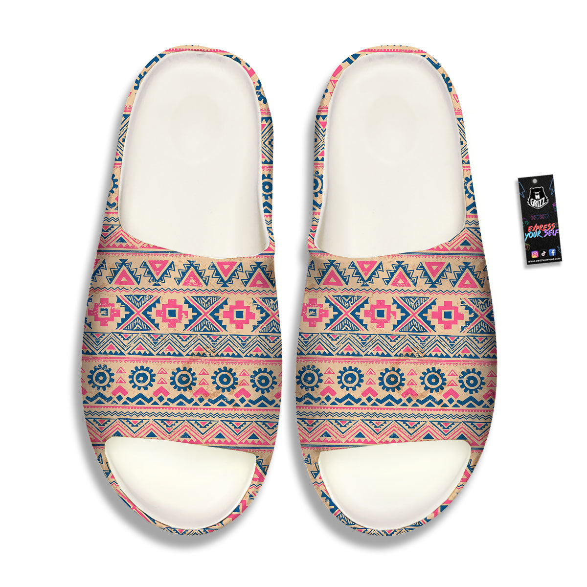Pink Native Tribal Print Pattern Sandals-grizzshop