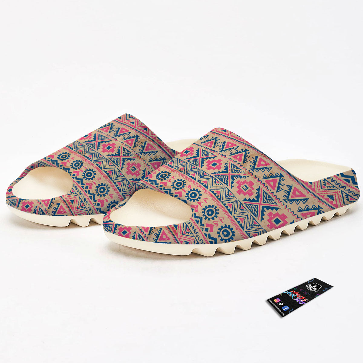 Pink Native Tribal Print Pattern Sandals-grizzshop
