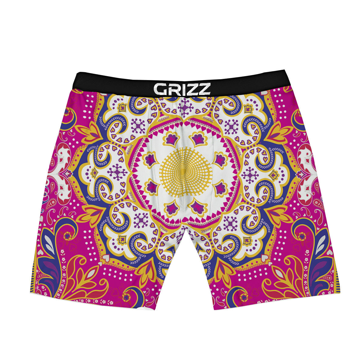 Pink Paisley And Mandala Print Boxer Briefs-grizzshop