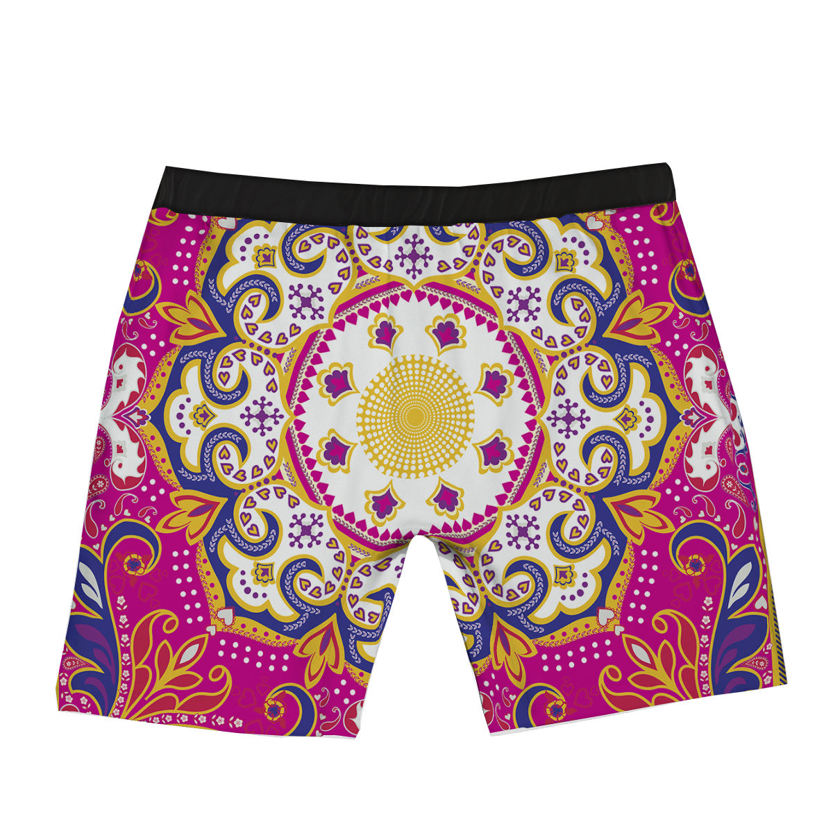 Pink Paisley And Mandala Print Boxer Briefs-grizzshop