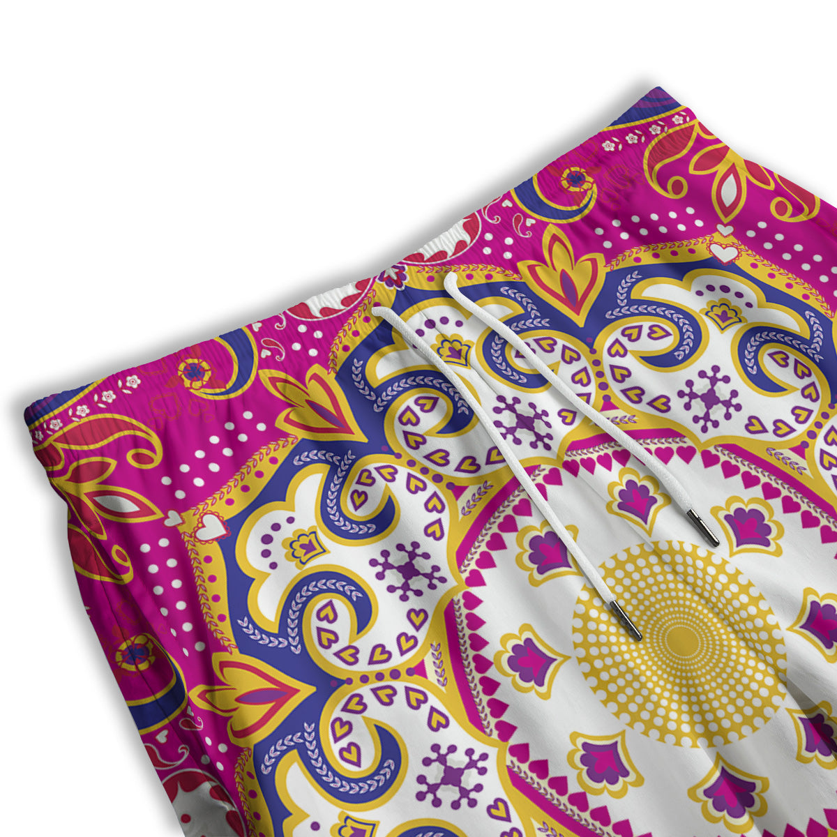 Pink Paisley And Mandala Print Men's Athletic Shorts