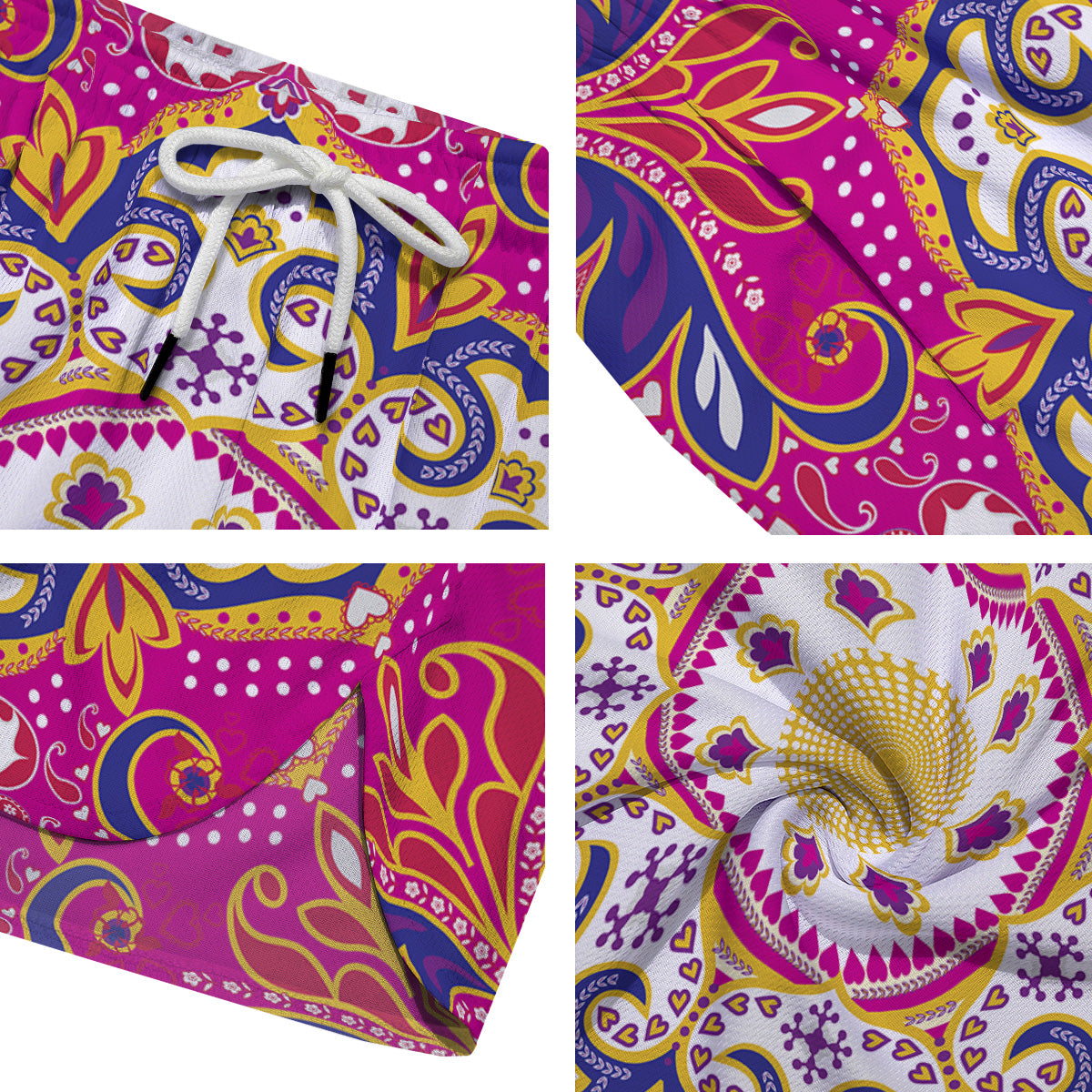 Pink Paisley And Mandala Print Men's Running Shorts-grizzshop