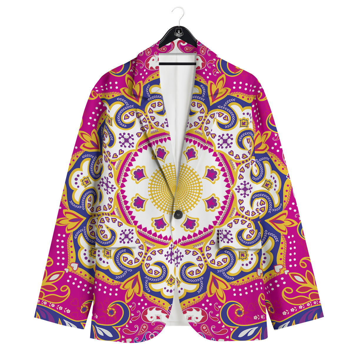 Pink Paisley And Mandala Print Men's Sport Coat-grizzshop
