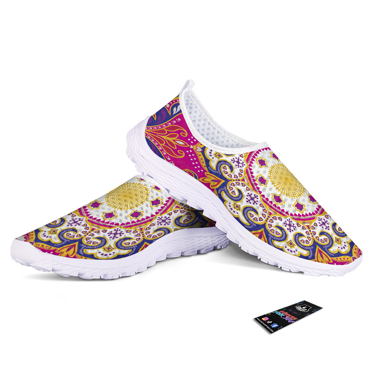Pink Paisley And Mandala Print Nurse Shoes-grizzshop