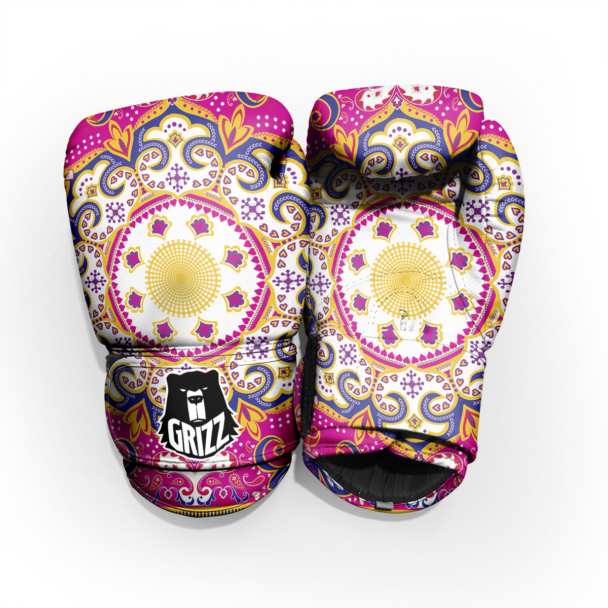 Pink Paisley And Mandala Print Pro Boxing Glove