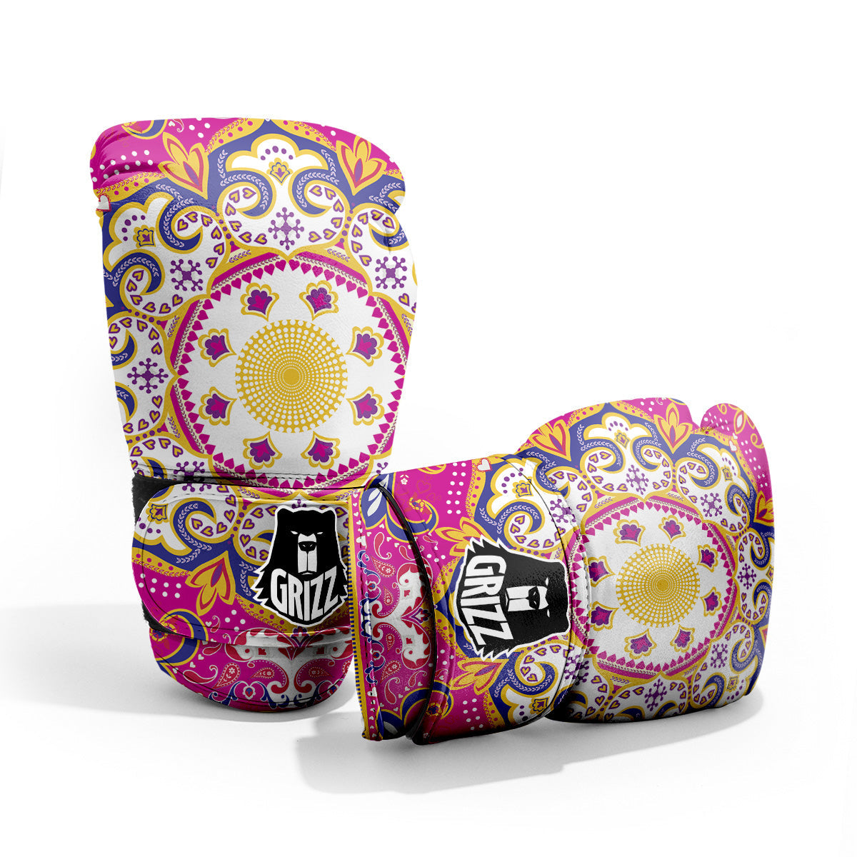 Pink Paisley And Mandala Print Pro Boxing Glove