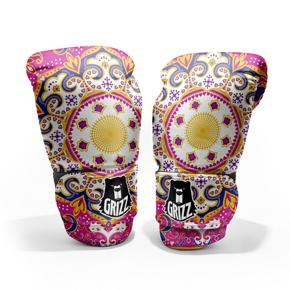 Pink Paisley And Mandala Print Pro Boxing Glove