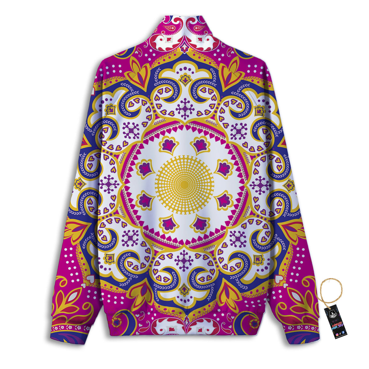 Pink Paisley And Mandala Print Track Jacket-grizzshop