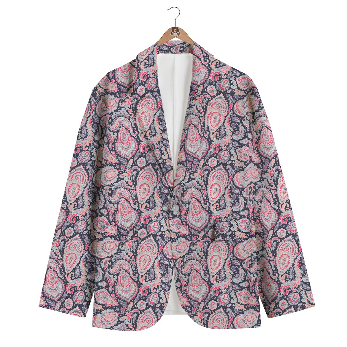 Pink Paisley Men's Blazer-grizzshop