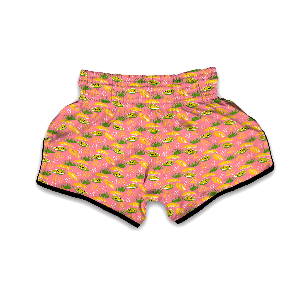 Pink Papaya Print Pattern Muay Thai Boxing Shorts-grizzshop