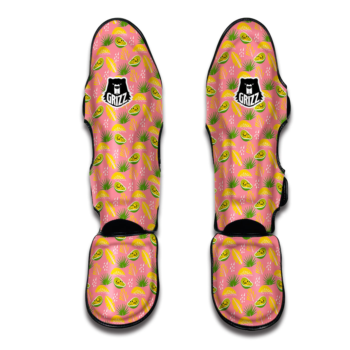 Pink Papaya Print Pattern Muay Thai Shin Guards-grizzshop