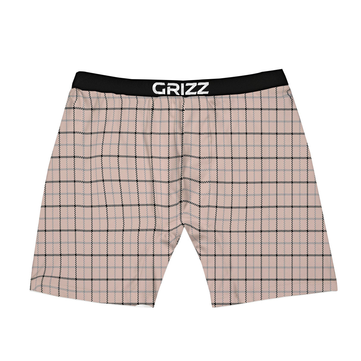 Pink Pastel And Black Tattersall Print Boxer Briefs-grizzshop