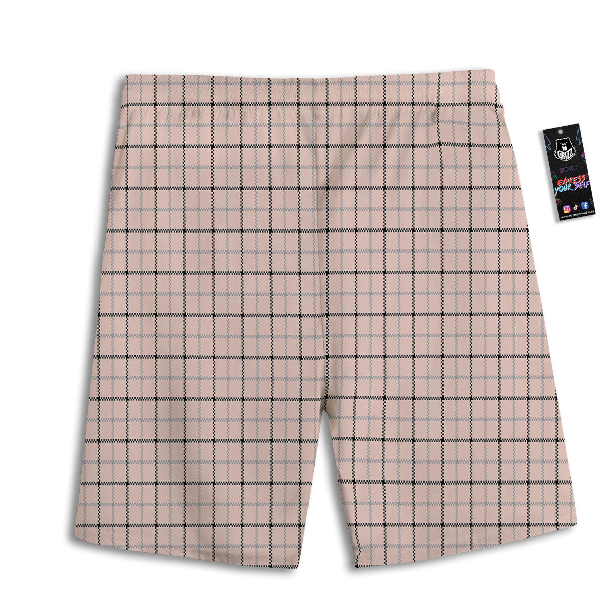 Pink Pastel And Black Tattersall Print Men's Athletic Shorts
