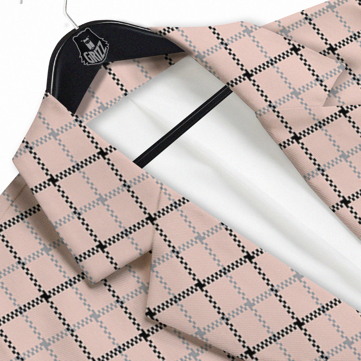 Pink Pastel And Black Tattersall Print Men's Sport Coat-grizzshop