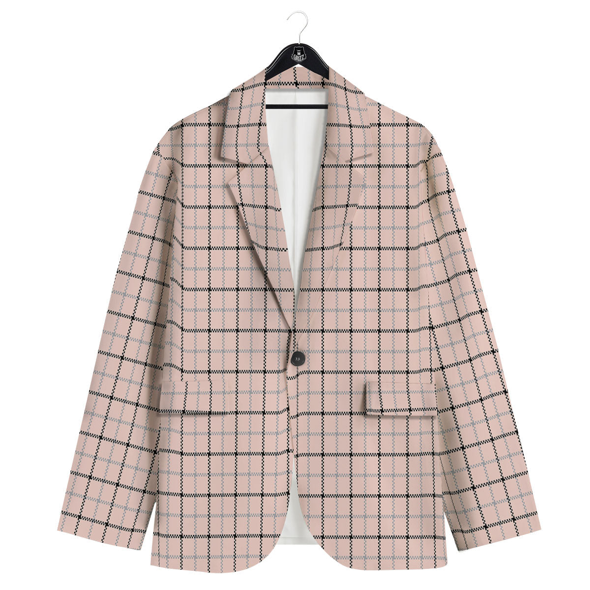 Pink Pastel And Black Tattersall Print Men's Sport Coat-grizzshop