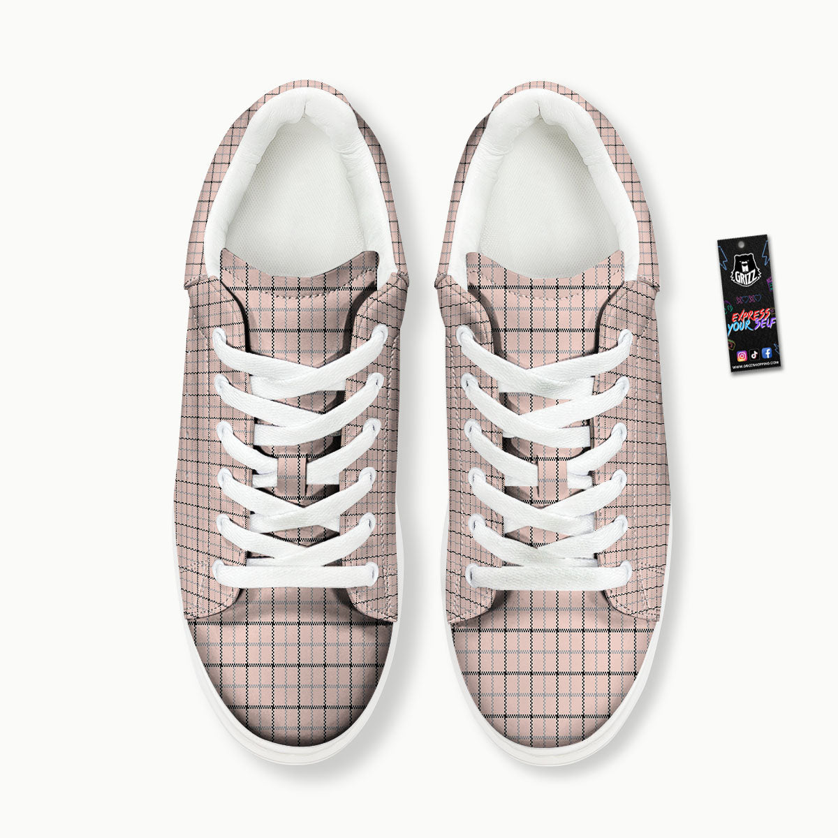 Pink Pastel And Black Tattersall Print Platform Shoes-grizzshop