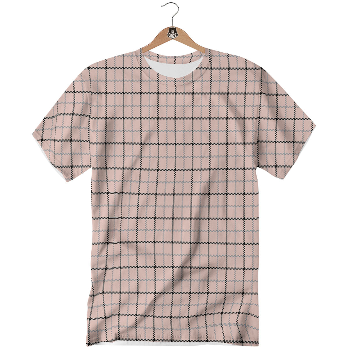 Pink Pastel And Black Tattersall Print T-Shirt-grizzshop