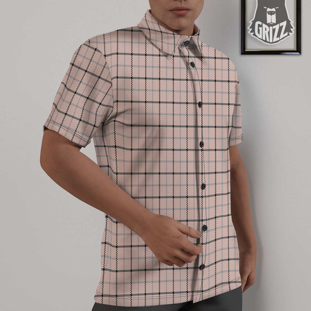 Pink Pastel And Black Tattersall Print Untucked Shirts-grizzshop