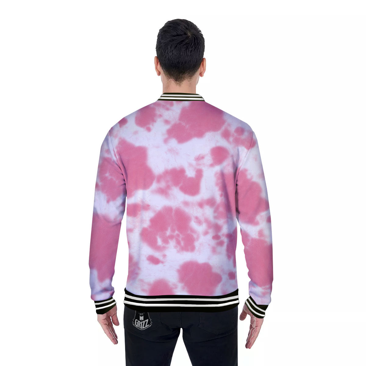 Pink Pastel And White Cow Print Baseball Jacket-grizzshop