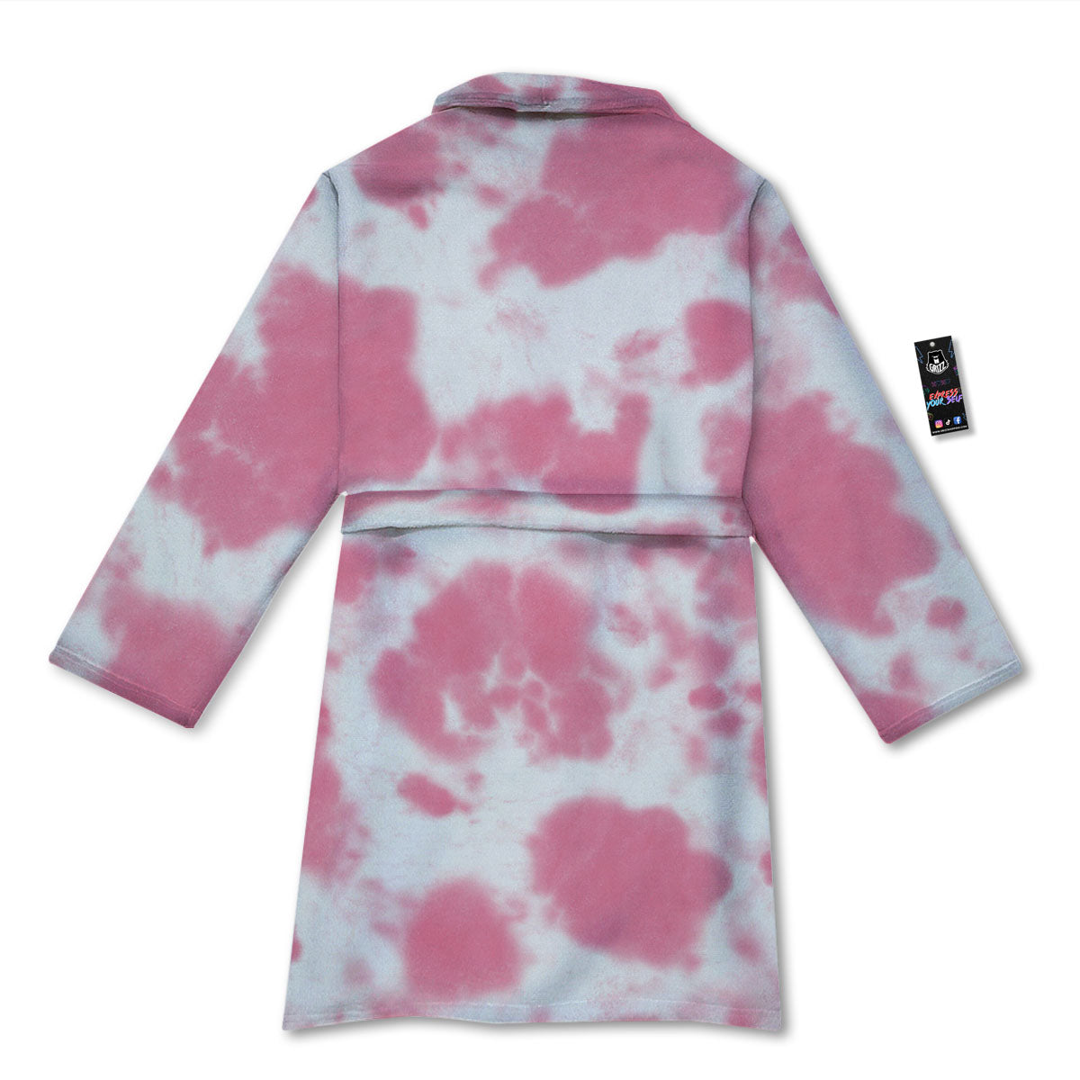 Pink Pastel And White Cow Print Bathrobe-grizzshop