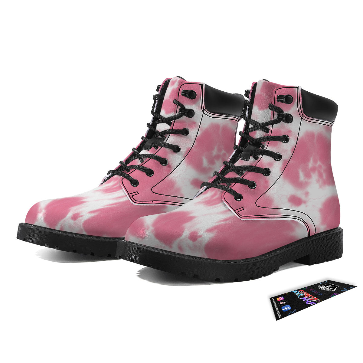 Pink Pastel And White Cow Print Boots-grizzshop