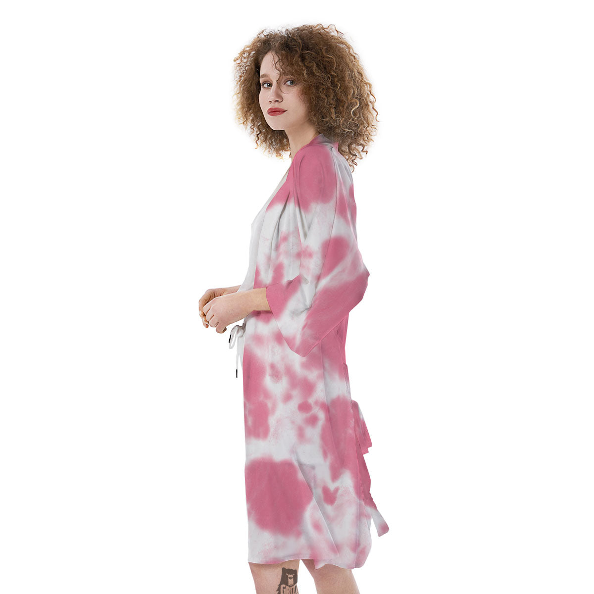 Pink Pastel And White Cow Print Kimono-grizzshop