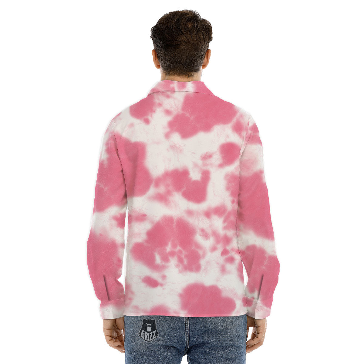 Pink Pastel And White Cow Print Men's Dress Shirts-grizzshop