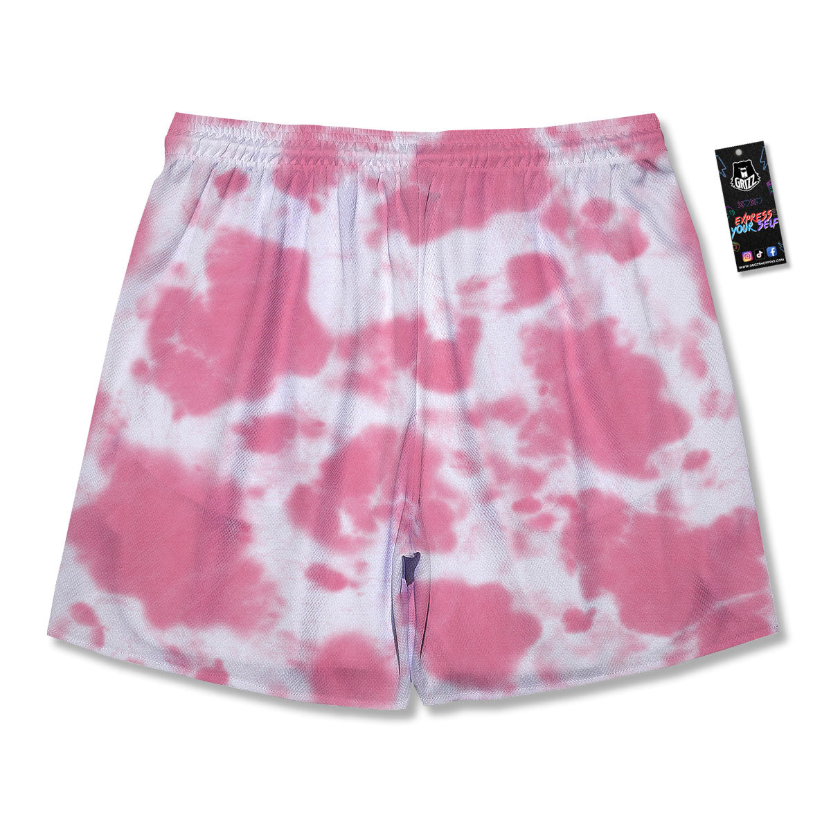 Pink Pastel And White Cow Print Men's Running Shorts-grizzshop