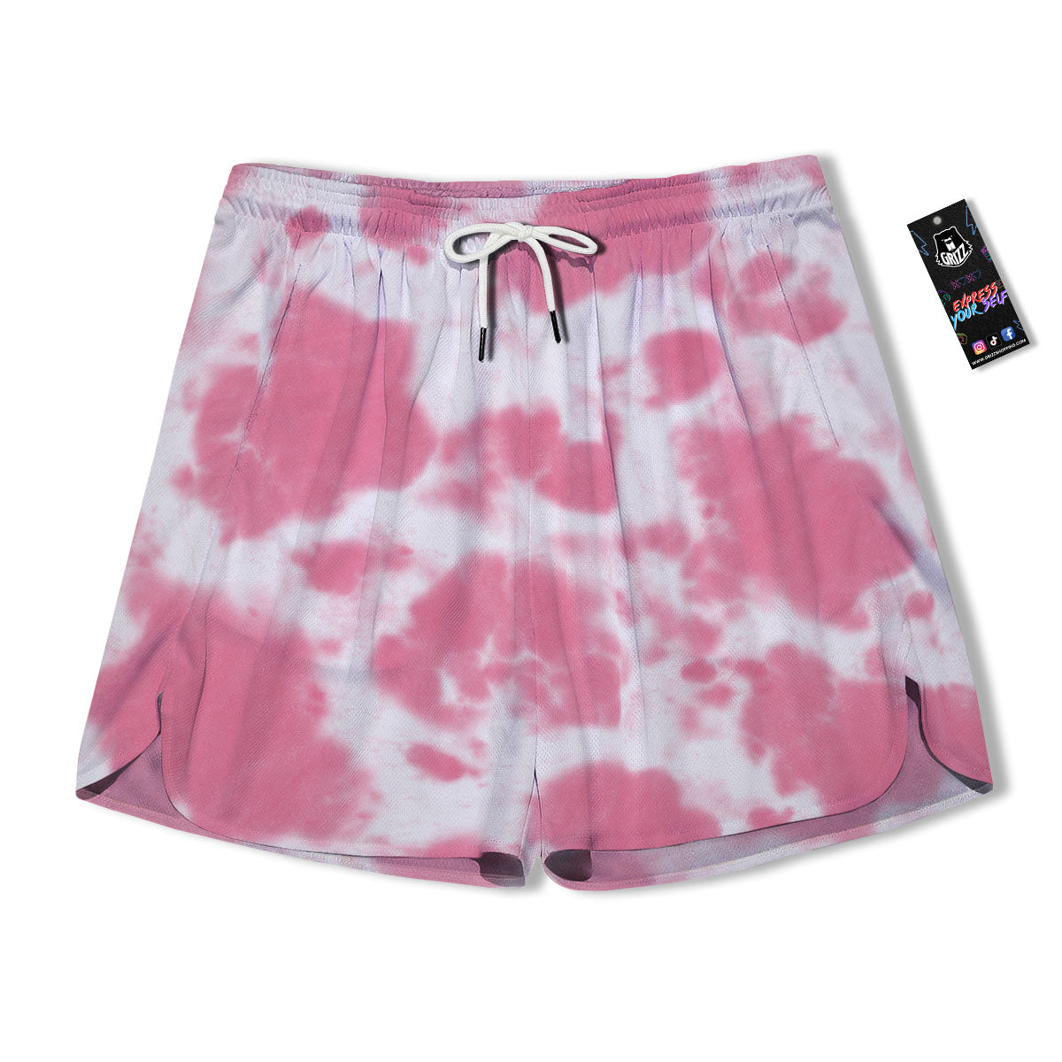 Pink Pastel And White Cow Print Men's Running Shorts-grizzshop