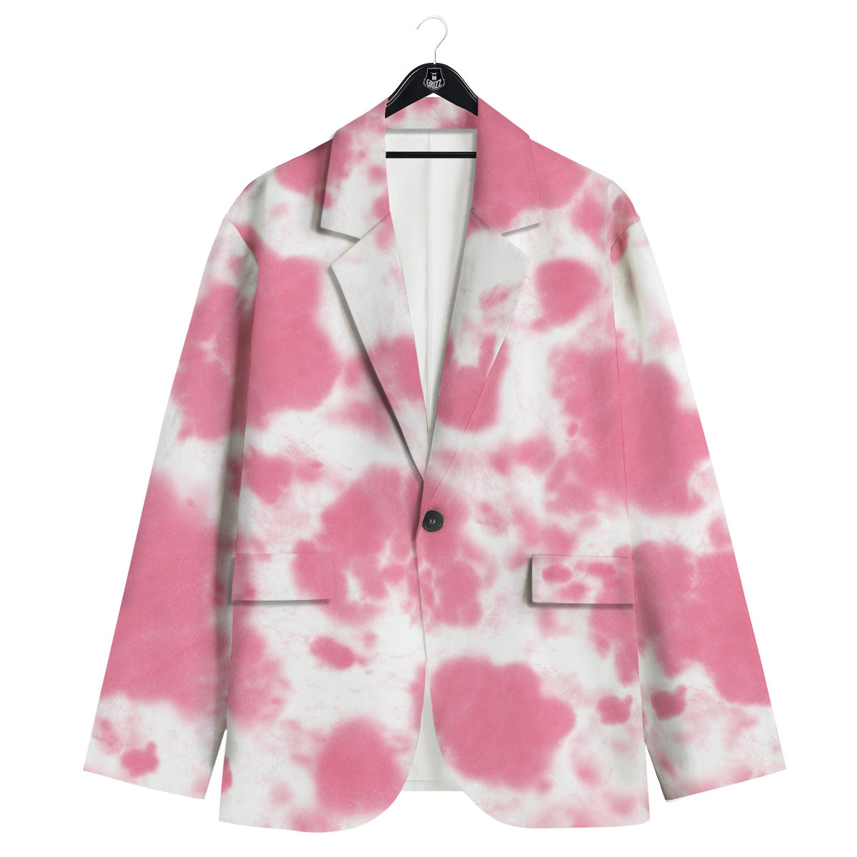 Pink Pastel And White Cow Print Men's Sport Coat-grizzshop