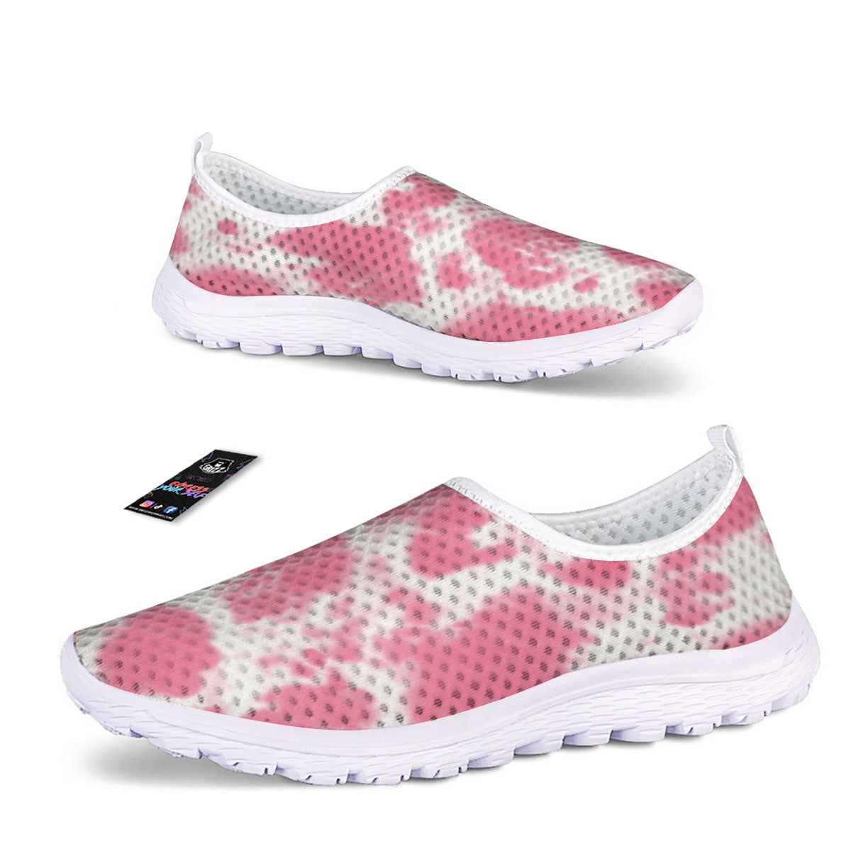 Pink Pastel And White Cow Print Nurse Shoes-grizzshop