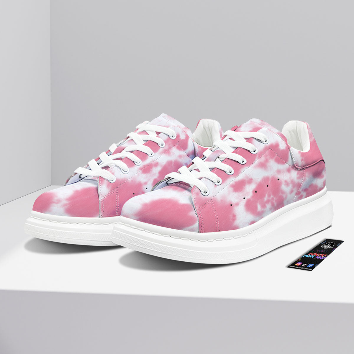 Pink Pastel And White Cow Print Platform Shoes-grizzshop
