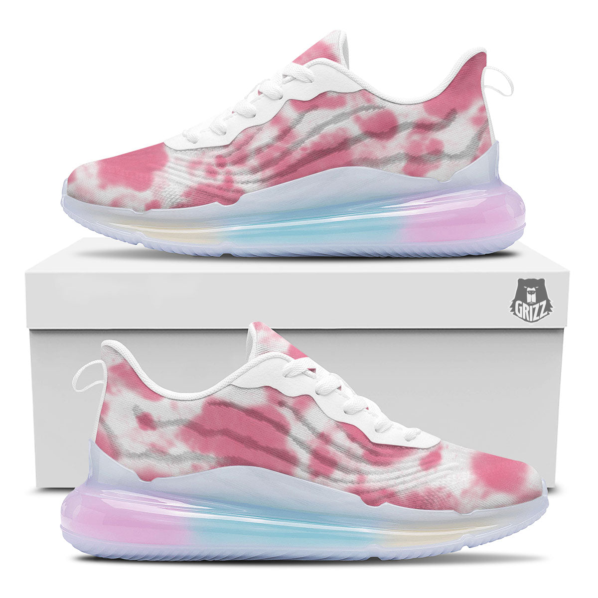 Pink Pastel And White Cow Print Running Sneakers-grizzshop