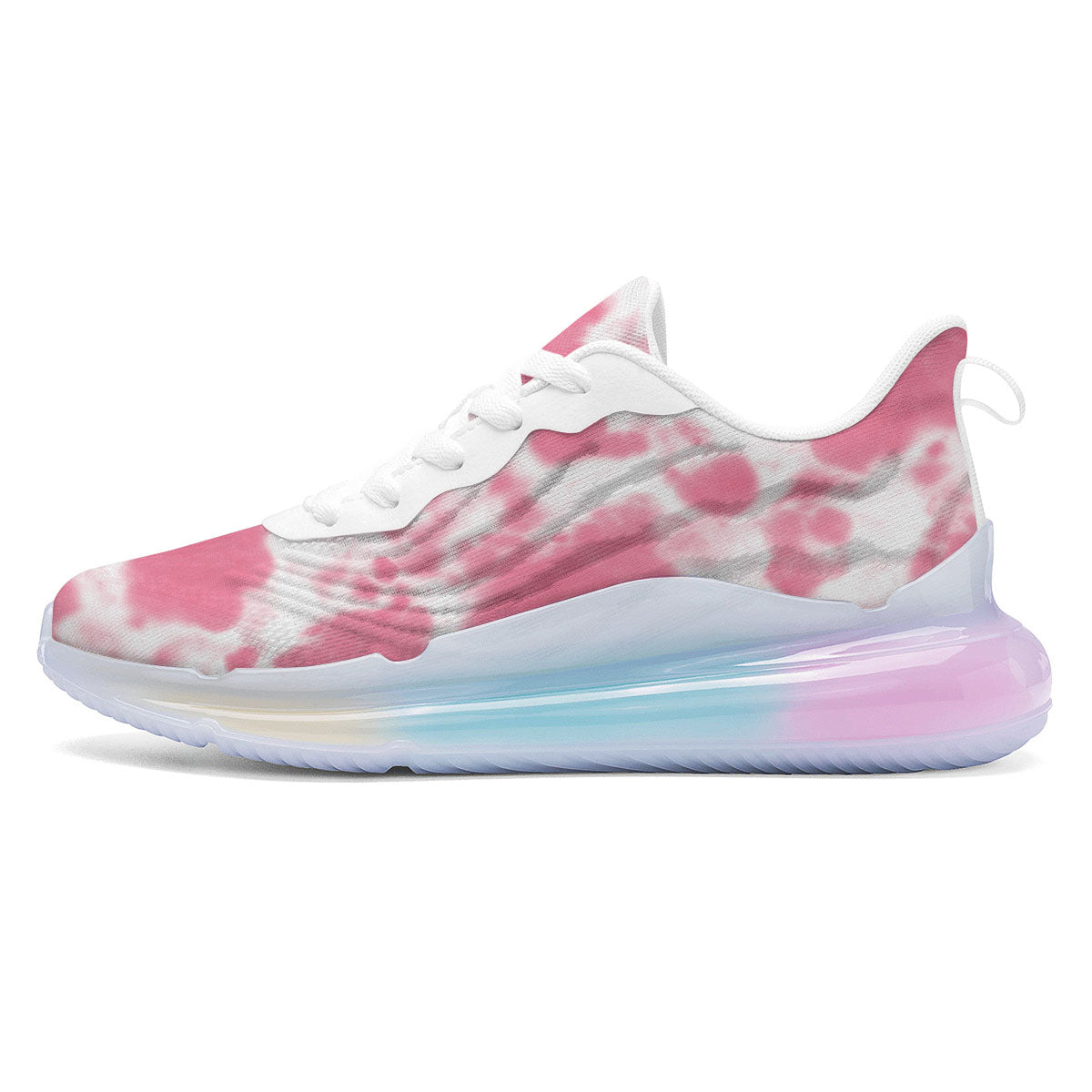 Pink Pastel And White Cow Print Running Sneakers-grizzshop